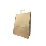 Sacoșă hârtie kraft natur, 32X43+17 cm, 90g/m2, cu mânere plate, set 25 buc, angro Supreva