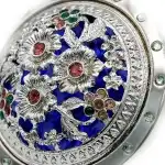 Purse mirror, round, golden with stones 13 18539, Supreva