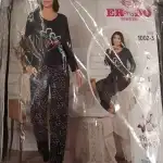 Дамска пижама S-M-L-XL памук черна със сърца ERandDO едро 1002-6