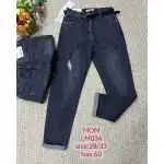 Дамски дънкови панталони 28-33 MOM FIT черен тънък черен колан Mimi Dave на едро LM034