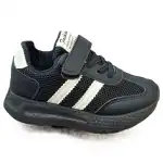 Pantofi sport baietel, inlocuitor/textil, 32-37, cu scai, negru-alb,