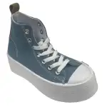 Tenisi femeie, inalti, 36-40, textil tip denim, albastru-alb, stil clasic, angro, BK-165