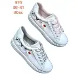 Women's sneakers, 36-41, white-grey, spring/autumn, with pattern, wholesale, 979