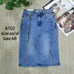 Дамска дънкова пола XS-XL дължина M синя верига Mimi Dave на едро A102