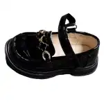 Girl's shoes, 31-36, glossy black, with clovers and pebbles, scai, ZZY, wholesale, 87A