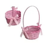 Fonott Füles Kosár Pink Masnival 66-39-A/PINK - D19*H9/32cm