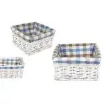 Fonott Kosár Anyaggal Bélelt Fehér 68-902/S - 20*20*H11cm