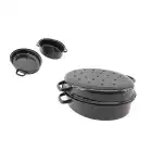 Zománcozott Ovális Tál+Tető 34cm 5.5 Literes