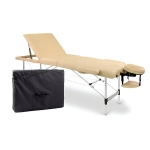 Massage couch Zenet 1049 size L cream, three-sector, aluminum, portable with bag