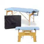 Portable massage couch Zenet ZET-1042 size S, Wooden, light blue