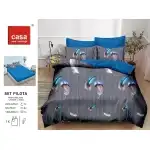Комплект спално бельо, 4 части, микрофибър, 180х200 см, сива шарка с пера, Casa New Concept, S1007-3, Супрева на едро