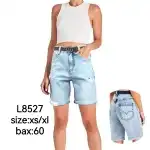 Дамски дънкови шорти XS-XL светло син колан Mimi Dave L8527 на едро