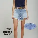 Дамски дънкови шорти XS-XL светло син колан Mimi Dave L8538 на едро