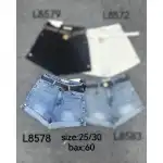 Дамски дънкови шорти 25-30 син колан Mimi Dave L8578 на едро