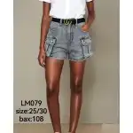 Дамски дънкови шорти 25-30 сив колан Mimi Dave LM079 на едро