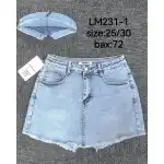 Дамски дънкови къси панталони-пола 25-30 светло сини камъчета Mimi Dave LM231-1 на едро