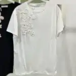 Дамска тениска S-M/L-XL бяла макраме цветя и перли Z967 на едро