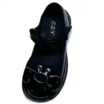 Girl's shoes, 32-37, glossy black, laces, bow and ears, ZZY, 82A, wholesale