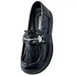 Обувки за момиче, 26-31, черни лъскави, слипони, камъчета, "FASHION", B906, на едро
