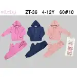 Анцуг за момиче, 3 части, 4-12 години, пудрово розов, Mileby, ZT36, на едро