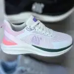 Women's sports shoes, 36-41, textile, pink-white, lace, wholesale, B-52