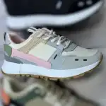 Women's sports shoes, 36-41, replacement, beige-blue-grey, lace-up, stripes, wholesale, MB103