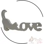 Playful ceramic cat with the text "LOVE" 7 cm x 13 cm, wholesale