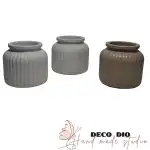 Decorative striated ceramic vase - 8 cm x 9 cm, wholesale