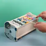 Jucarie senzoriala, hamster Montessori, lemn, multicolor