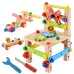 Jucarie educativa, scaun lemn asamblare Montessori, multicolor