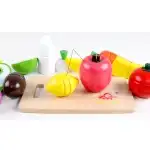 Joc educativ, legume si fructe Montessori, lemn multicolor