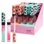 Set of 24 strawberry and watermelon lip glosses 26029, IDC Institute