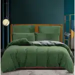Set husa pilota pentru iarna plush microfibra 135 x 200 cm , doua fete, extra moale, calduroasa, cu fete de perna 80A 80 cm -, verde gri