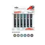 6 darabos Marbel marker készlet 4 mm, metál színek - Darwi, nagykereskedelem