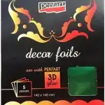 20742 - Set 5 buc folie transfer, verde metalizat - Pentart, en-gros