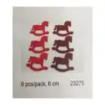 23275 - Set 6 figurine fetru - caluti rosii - maro, 6cm - PENTART, en gros