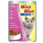 Мокра храна за котки Miau Miau Kitten Junior, 100 г, на едро