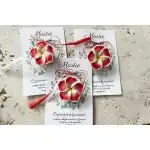 Martisor brosa Plumeria Rosie (lut polimeric)