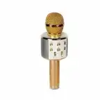 858 Караоке микрофон, Bluetooth връзка, вграден високоговорител, златен, 14887, на едро
