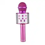 858 Караоке микрофон, Bluetooth връзка, вграден високоговорител, розов, 14886, на едро