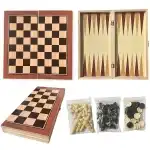 Table Sah din Lemn 2in1 cu Piese din Plastic 40x40cm,33065, en-gros