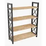 Suport pentru pantofi cu 4 rafturi spațioase, organizator pentru hol, lemn și plastic robust, 64 x 18 x 50 cm, en-gros