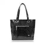 Geantă de umăr rigidă pentru femei Zellia Td57, culoare crocodil neagră patentată, 31015806, en-gros