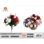 Artificial 12-head, open flower heart-shaped rose, 68393, wholesale