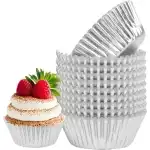Silver colored muffin paper 50pcs, t090135, wholesale