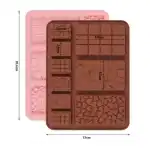 5+3-serving chocolate bar silicone mold, T09225, wholesale