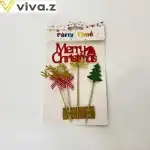 Polished cake topper, 4pcs-Merry Christmas, T090313, wholesale