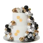 Formă de tăiat bile pentru tort 36 bucăți negru alb auriu, T090481, en-gros