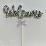 Decor tort de bun venit argintiu, T090543, en-gros