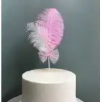 Decor pentru tort cu pene roz, T090490, en-gros